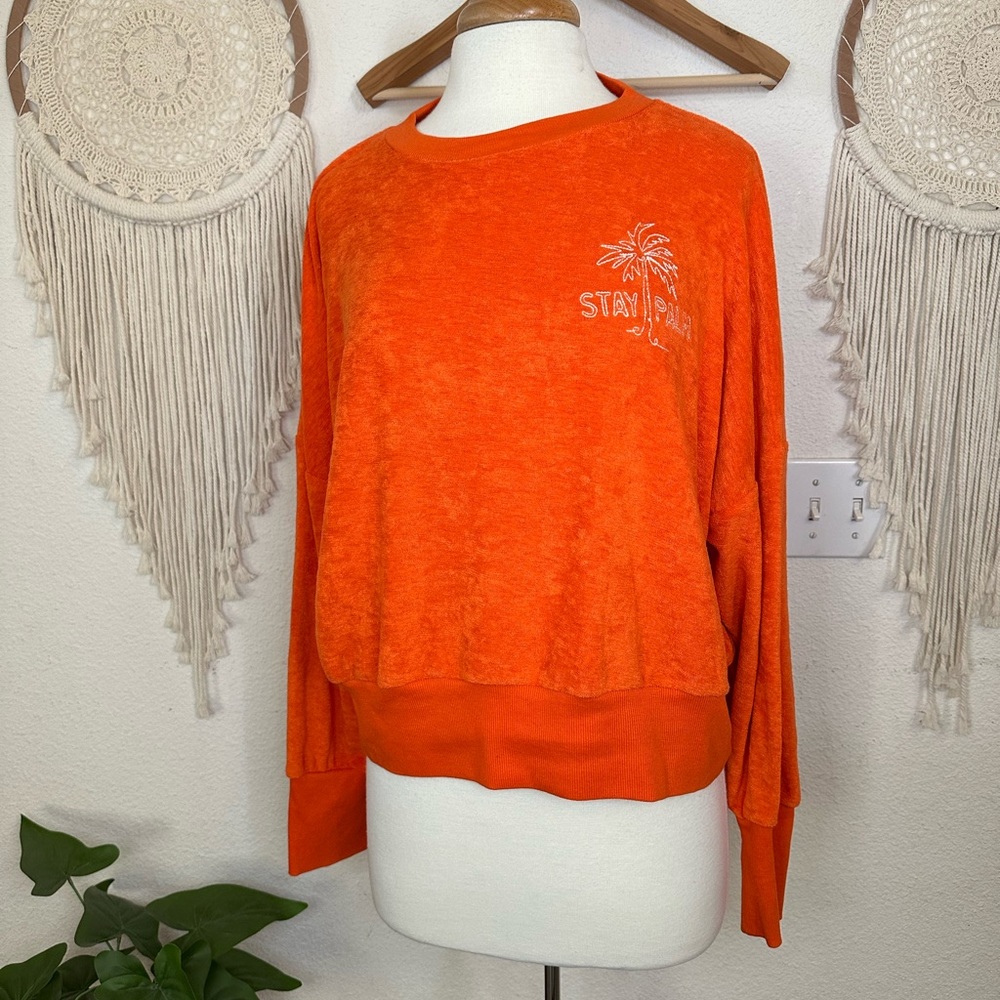 Old navy bright orange Terry cloth pullover sweatshirt jumper XL